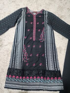 Pakistani Bin Saeed Lawn Cotton Embroided Kurti 36 Bust/small Size